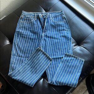 American Eagle Outfitters Blue and White Striped Straight Leg Pants